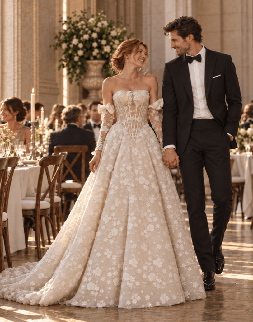 Sunlit Hall Wedding Portrait